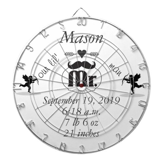 Mr.Mustache Lil Man男の赤ちゃん統計 ダーツボード (正面)
