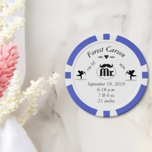 Mr.Mustache Lil Man男の赤ちゃん統計 ポーカーチップ