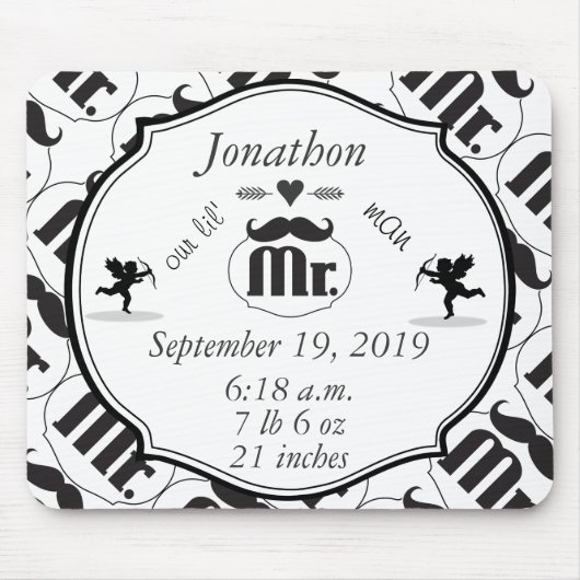 Mr.Mustache Lil Man男の赤ちゃん統計 マウスパッド (正面)