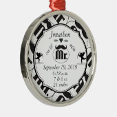 Mr.Mustache Lil Man男の赤ちゃん統計 メタルオーナメント (右)