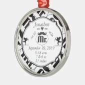 Mr.Mustache Lil Man男の赤ちゃん統計 メタルオーナメント (左)