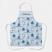 Mr. Narwhal Blue Snowflake Pattern エプロン (正面)