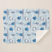 Mr. Narwhal Blue Snowflake Pattern シェルパブランケット (正面(横))