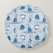 Mr. Narwhal Blue Snowflake Pattern ラウンドクッション (裏面)