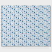 Mr. Narwhal Blue Snowflake Pattern ラッピングペーパー (フラット)