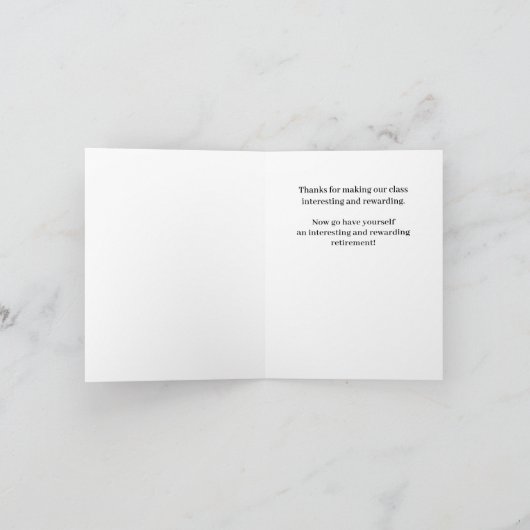 Mr. Olsen Teacher Retirement Congrats Card カード (内部)