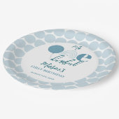 Mr One derful Blue Balloon First Birthday ペーパープレート (アングル)