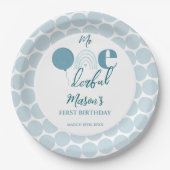 Mr One derful Blue Balloon First Birthday ペーパープレート (正面)