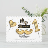 Mr. One derful Gold Foil Balloon 1st Birthday Phot 招待状 (スタンド正面)