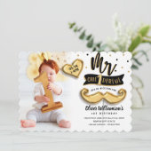 Mr. One derful Gold Foil Balloon 1st Birthday Phot 招待状 (スタンド正面)