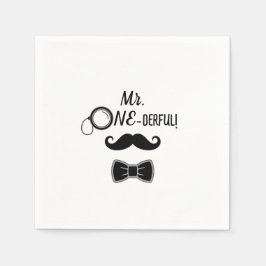 Mr. ONE-derful mustache and bowtie 1st birthday スタンダードカクテルナプキン