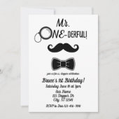 Mr. ONE-derful mustache and bowtie 1st birthday 招待状 (正面)
