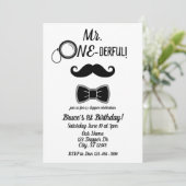Mr. ONE-derful mustache and bowtie 1st birthday 招待状 (スタンド正面)