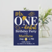 Mr. One-derful Navy and Birthday Party Invita 招待状 (スタンド正面)