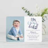 Mr. One derful Navy & Blue 1stバースデーフォト 招待状 (スタンド正面)