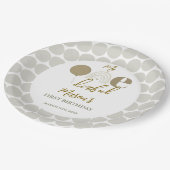 Mr One derful Neutral Rainbow First Birthday ペーパープレート (アングル)