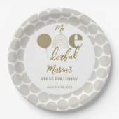 Mr One derful Neutral Rainbow First Birthday ペーパープレート (正面)