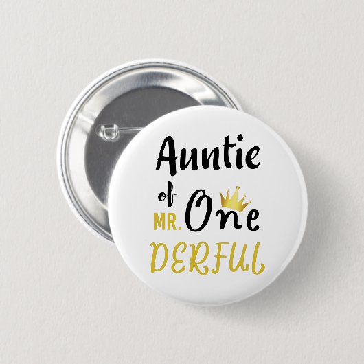 MR Onederfulのおもしろい第1期Tシャツの叔母 缶バッジ (正面&裏面)