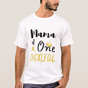 MR Onederfulのママ ファニー 1歳誕生日Tシャツ Tシャツ