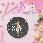 Mr Onederfulパーティー紙プレートボーイブラック金ゴールド ペーパープレート (パーティー)