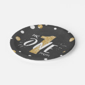 Mr Onederfulパーティー紙プレートボーイブラック金ゴールド ペーパープレート (アングル)