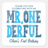 Mr. Onederful最初の誕生日写真ありがとう スクエアシール (正面)
