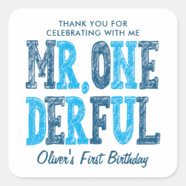 Mr. Onederful最初の誕生日写真ありがとう スクエアシール