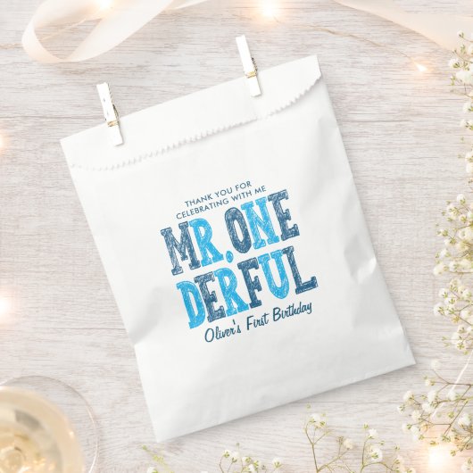 Mr. Onederful最初の誕生日写真ありがとう フェイバーバッグ (クリップ留めされた状態)