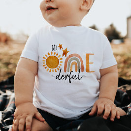 Mr.Onederful第1誕生日レインボーと太陽パーティー ベビーTシャツ