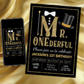 Mr ONEderful バースデーパーティー招待状 招待状