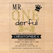 Mr. ONEderful 1歳の誕生日 アクリル招待状 (正面)