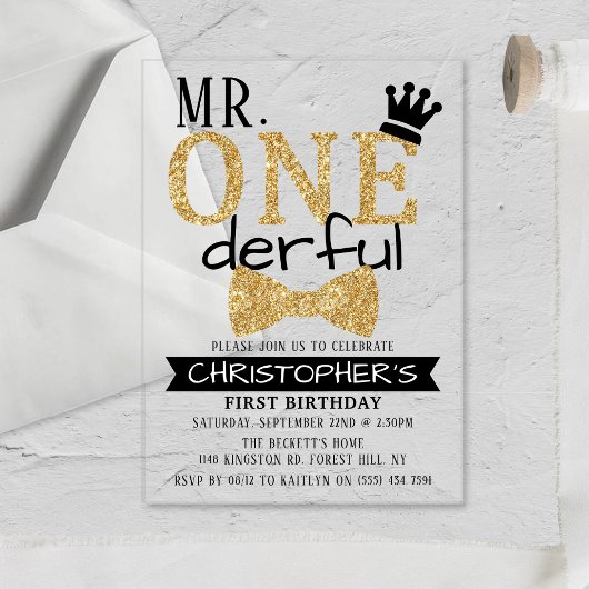 Mr. ONEderful 1歳の誕生日 アクリル招待状