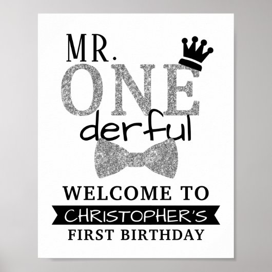 Mr. ONEderful 1th Birthday Welcome Sign ポスター (正面)