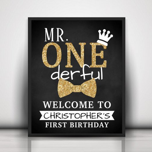 Mr. ONEderful 1th Birthday Welcome Sign ポスター