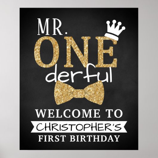 Mr. ONEderful 1th Birthday Welcome Sign ポスター (正面)