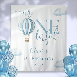 Mr. Onederful Balloon 1st Birthday Photo Backdrop タペストリー