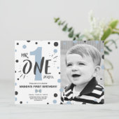 Mr. onederful birthday invitation Boy Black Blue 招待状 (スタンド正面)