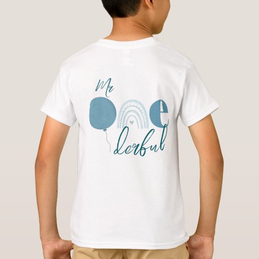 Mr Onederful Blue Sky Cloud Boho First Birthday Tシャツ (裏面)