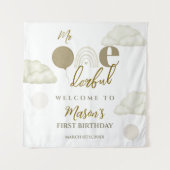 Mr Onederful Cloud Dream Boho Neutral 1st Birthday タペストリー (正面)