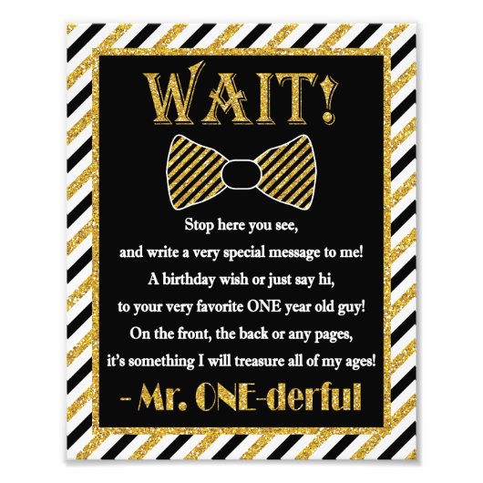 Mr ONEderful Guest Book Sign - 8" x 10"写真 フォトプリント (正面)