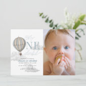 Mr. Onederful Hot Air Balloon 1st Birthday Photo 招待状 (スタンド正面)