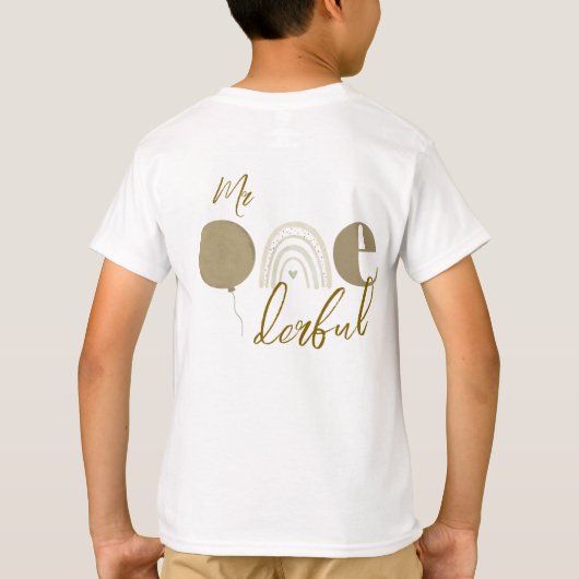 Mr Onederful Neutral Cloud Boho First Birthday Tシャツ (裏面)