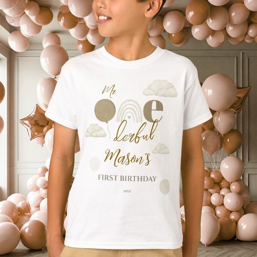 Mr Onederful Neutral Cloud Boho First Birthday Tシャツ