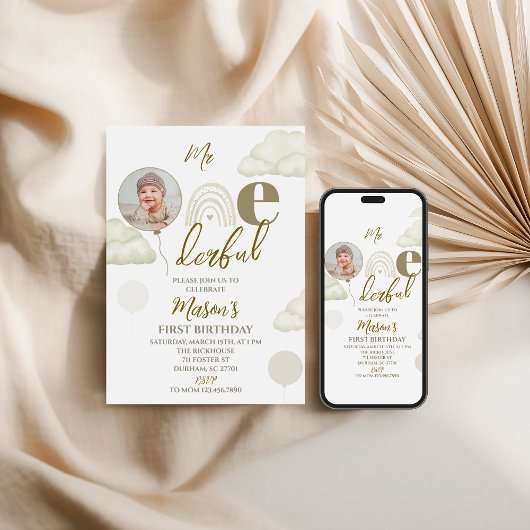 Mr ONEderful Photo First Birthday 招待状