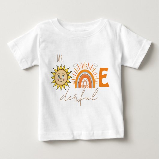 Mr.Onederful Rainbow and Sunパーティーベビー1st Birthd ベビーTシャツ (正面)