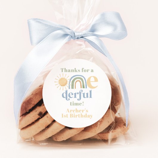 Mr. Onederful Rainbow Boys 1st Birthdayありがとう ラウンドシール