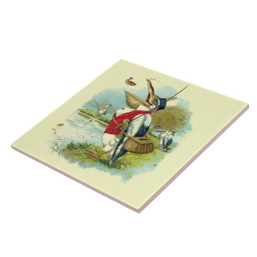 MR PELICAN魚釣り，クリーム タイル (側面)