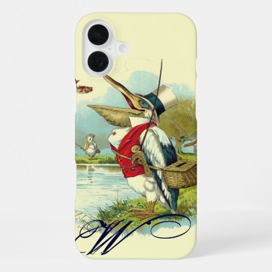 MR PELICAN FISHING MONOGラム,クリーム iPhoneケース (裏面)