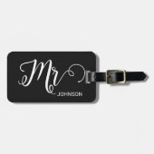 Mr Personalized Elegant Script Groom Name Black ラゲッジタグ (正面横)