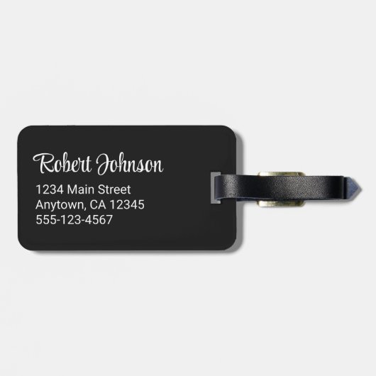 Mr Personalized Elegant Script Groom Name Black ラゲッジタグ (裏面横)